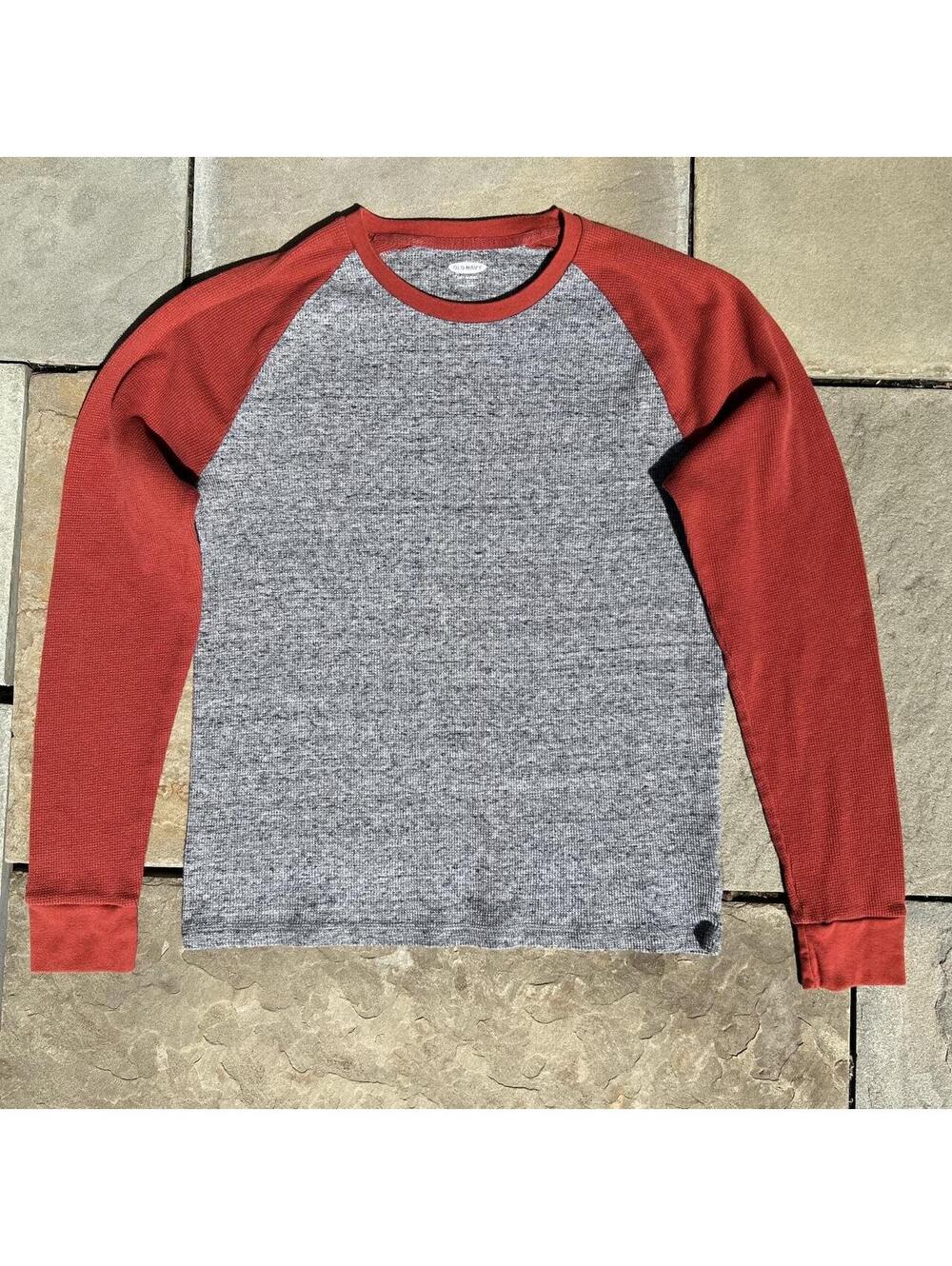 2-Tone Orange/Grey Waffle Knit Thermal